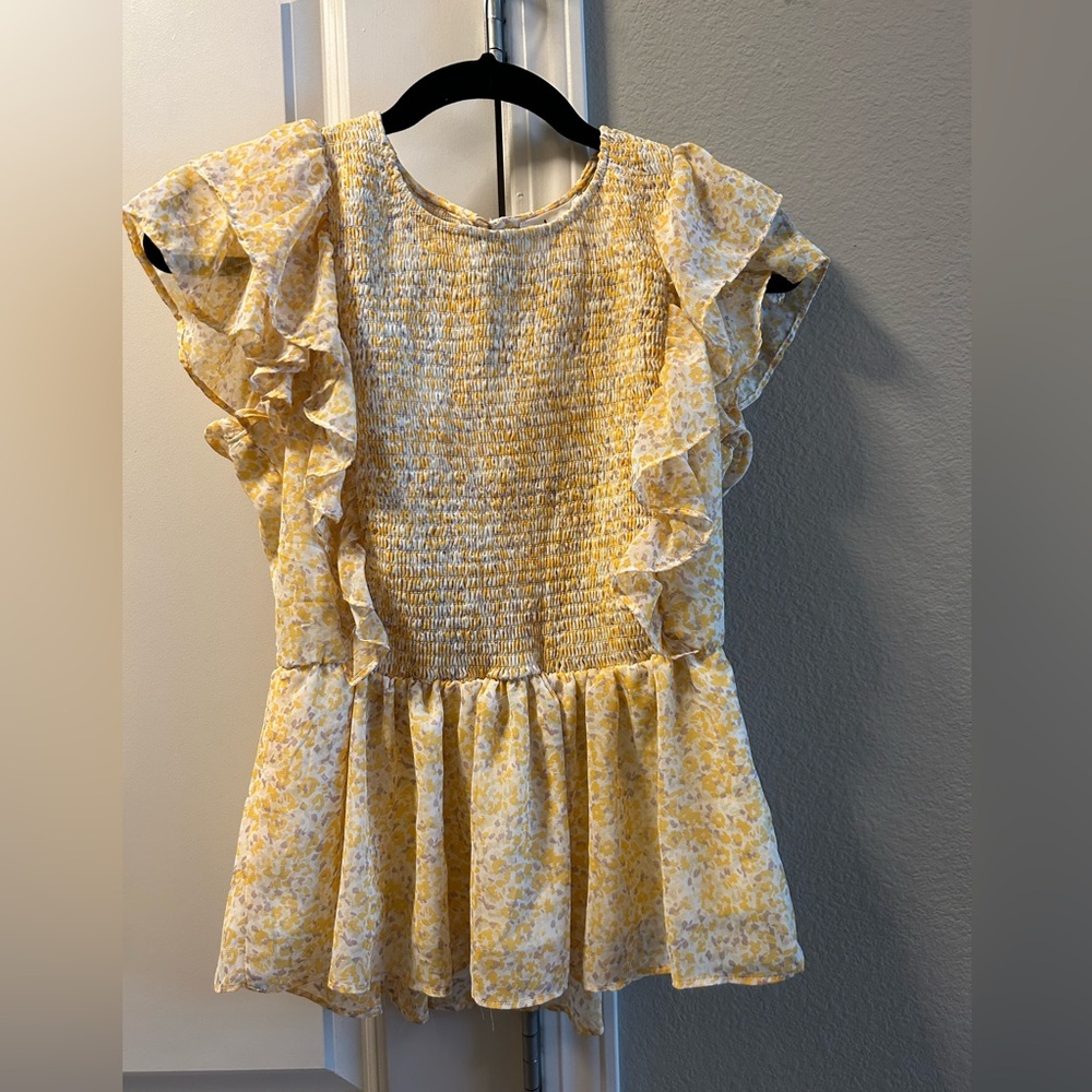Yellow floral blouse